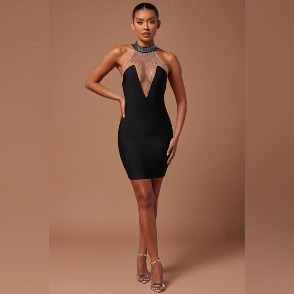 FASHION NOVA | Lina Embellished Bandage Mini Dress - Picture 6 of 15